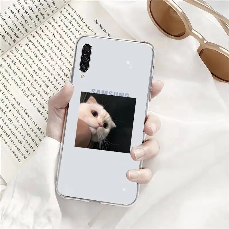 

Cute cat Phone Case Transparent For Samsung Galaxy A71 A21s S8 S9 S10 plus note 20 ultra