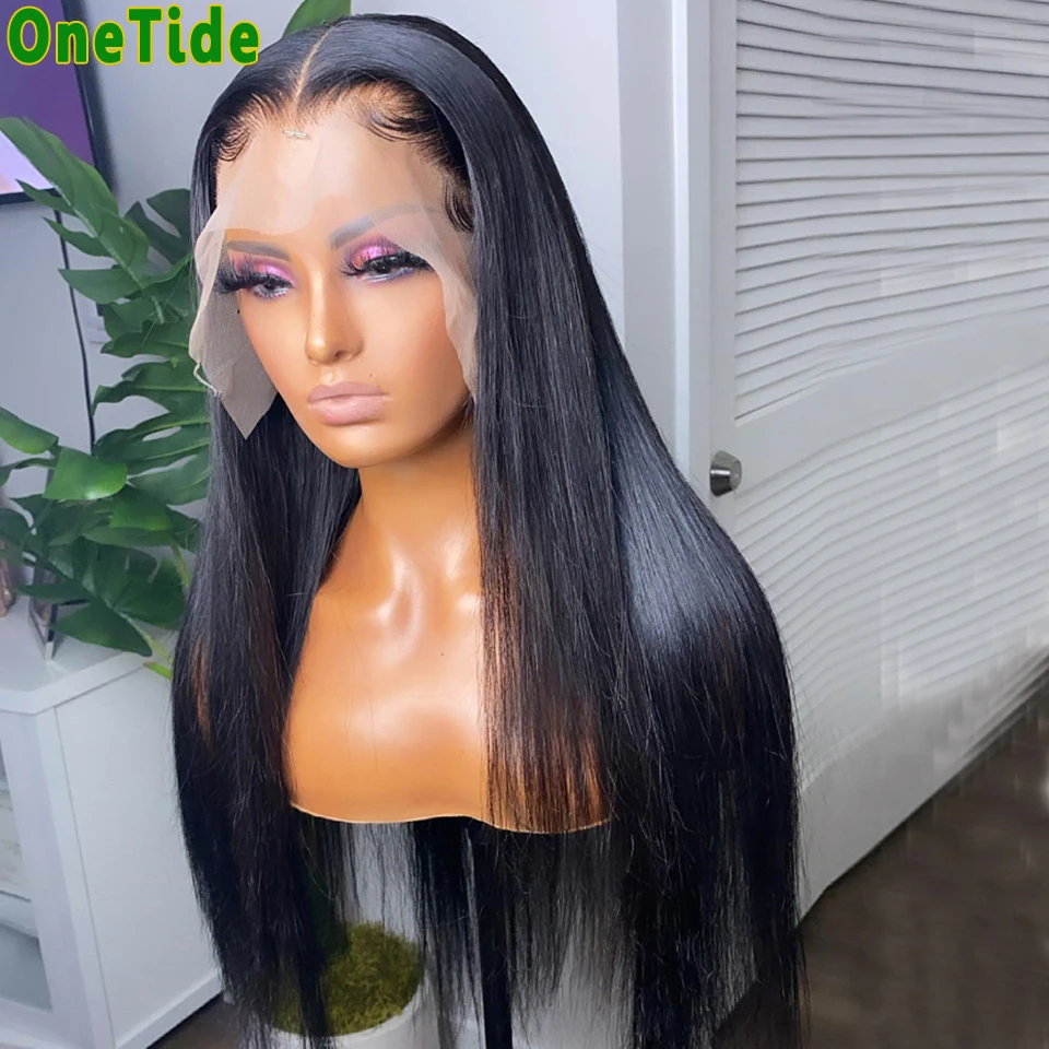 13x4x1 Bone Straight Human Hair Wigs For Women 30 Inch T Part Closure Frontal Wig Pre Plucked Brazilian Straight Lace Front Wig