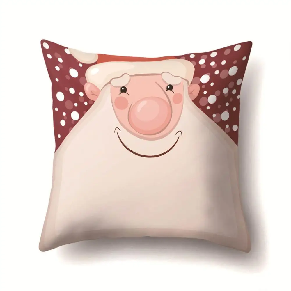 2BZ-40543-291 1Pcs Santa Pattern Christmas Cushion Cover 45*45 Decorative Throw Pillow Xmas New Year Home Decor Polyester Pillowcase 40543 - Цвет: 2BZ-40543-291
