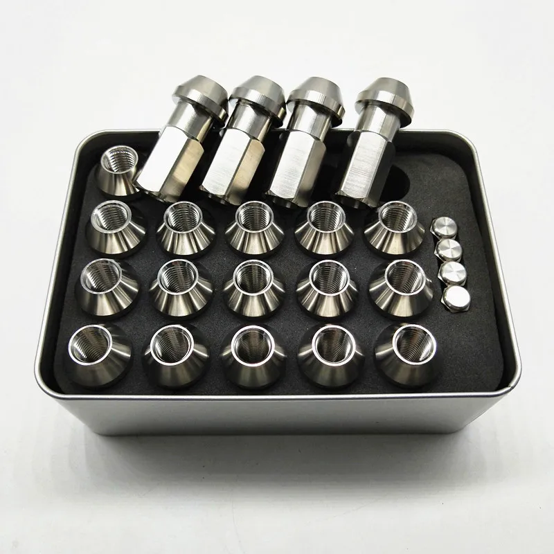 PYTITANS titanium TC4 Gr5 48 мм стопорные гайки для автомобильных колес M12 x 1,5X48 мм анодированные Цветные Титановые гайки