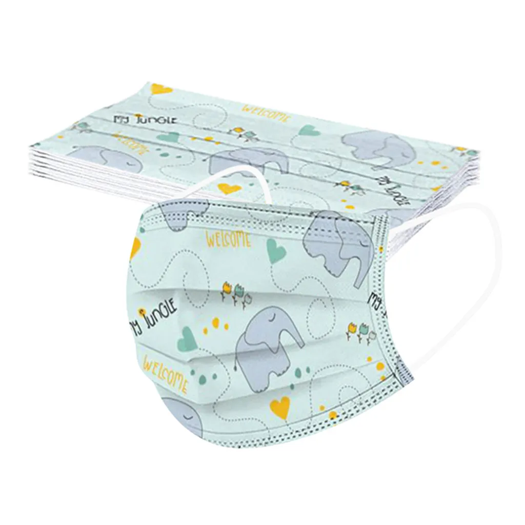 50 шт. детская маска с фильтром Маска одежда С Рисунком Слона защитные маски для