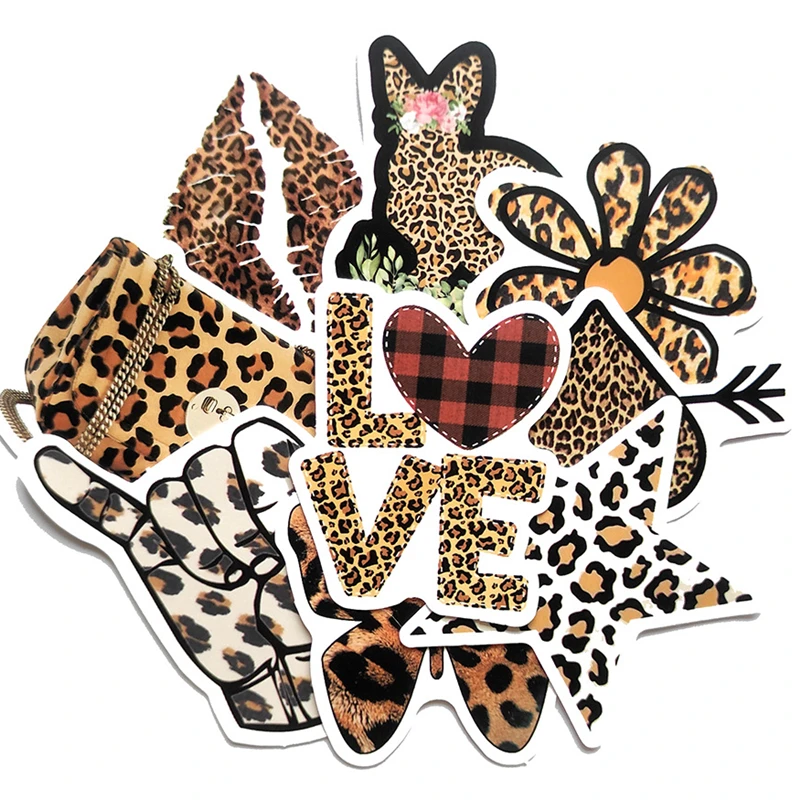 Pegatina de Animal con estampado de leopardo para tel&eacute;fono m&oacute;vil, adhesivo Irregular para ordenador, equipaje, casco de motocicleta, pasta de taza de agua, Sexy, a la moda, 10/30/50 Uds.-2