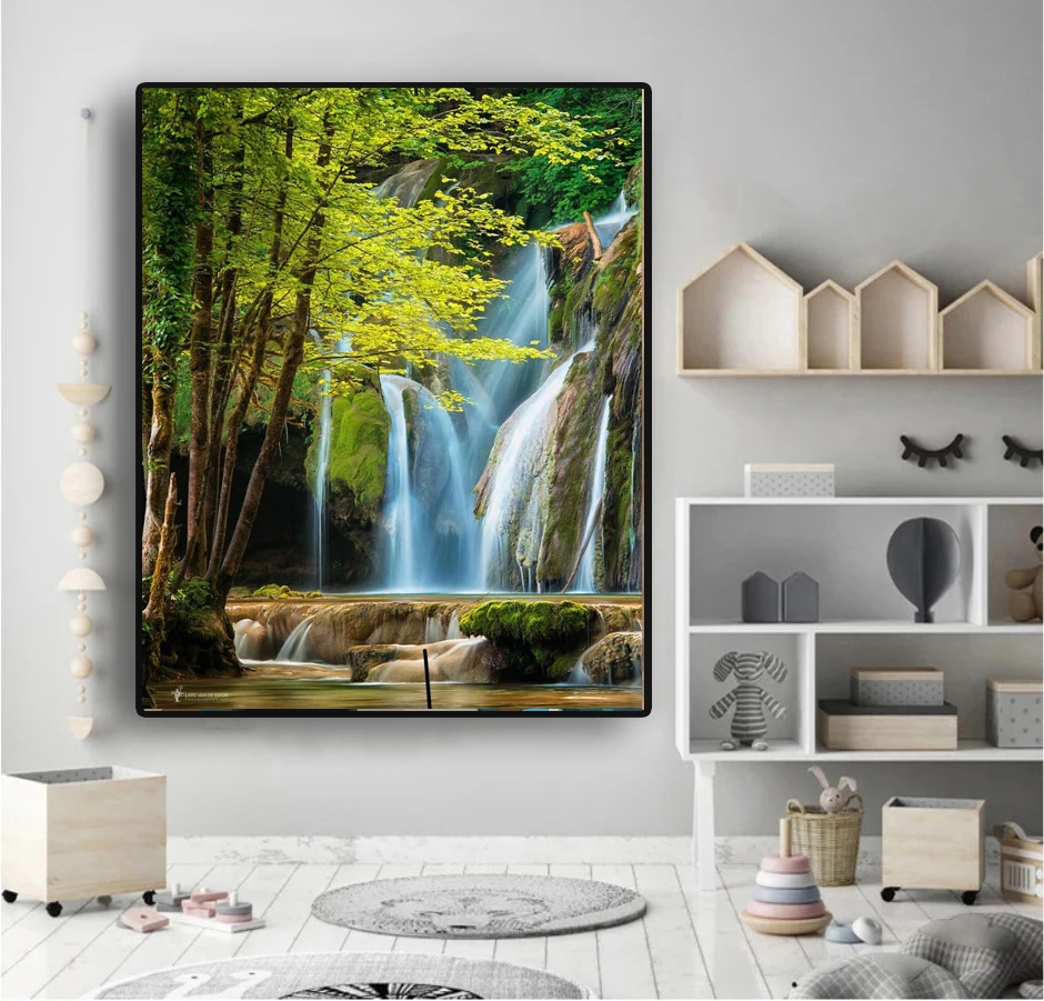 Украшение для дома лес и водопад-картина маслом по номерам Раскраска ручной