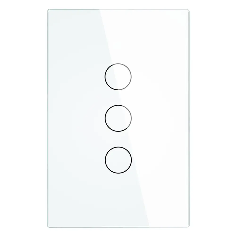 White 3 Gang Smart Wifi Touch Switch No Neutral Wire Required Smart Home RF433 Tuya App Wireless Remote Light Switch US170-240V Support Alexa - Комплект: White 3 Gang