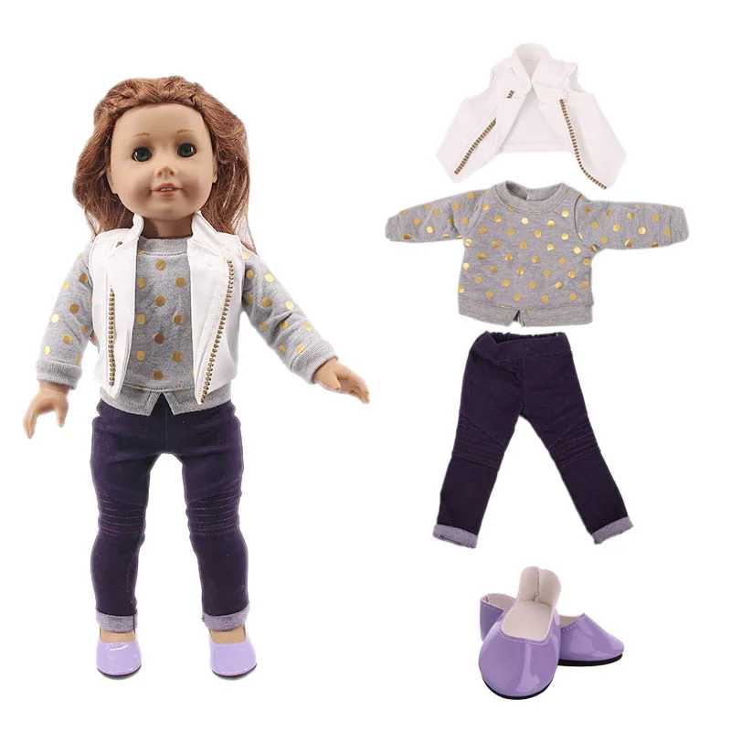 Кукольная одежда модная куртка деним повседневный комплект для 18 дюймовых