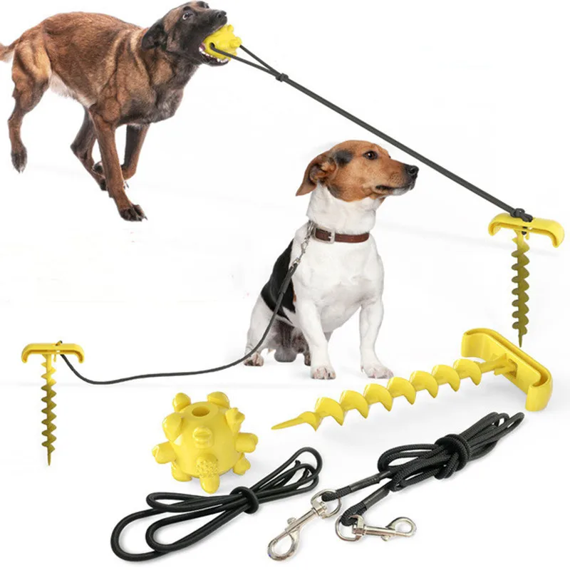 

For Pet Dog toys Dog balls Leash Set Outdoor Dog Pile Elastic Rope Ball Combined toy Pet Dog Out Fixed Pile With Chew Ball