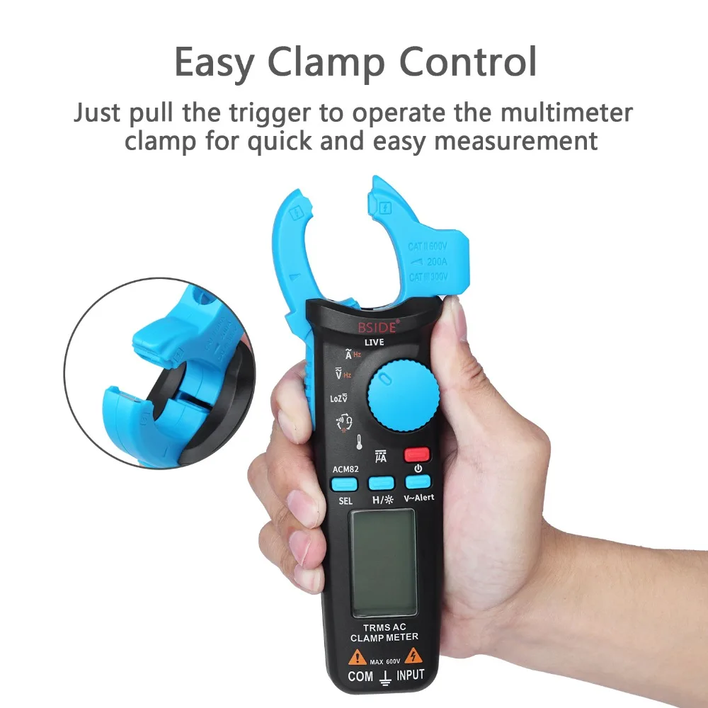 Bside ACM82 цифровой истинный RMS мини-хомут Автоматический диапазон 0 001a тестовый Гц