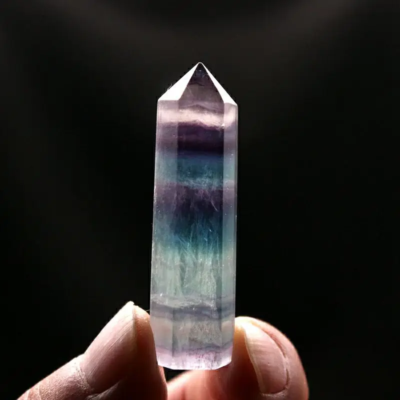 

6-10cm Natural violet fluorite engraving quartz crystal spiritual chakras Colorful fluorite pillar crystal obelisk wand