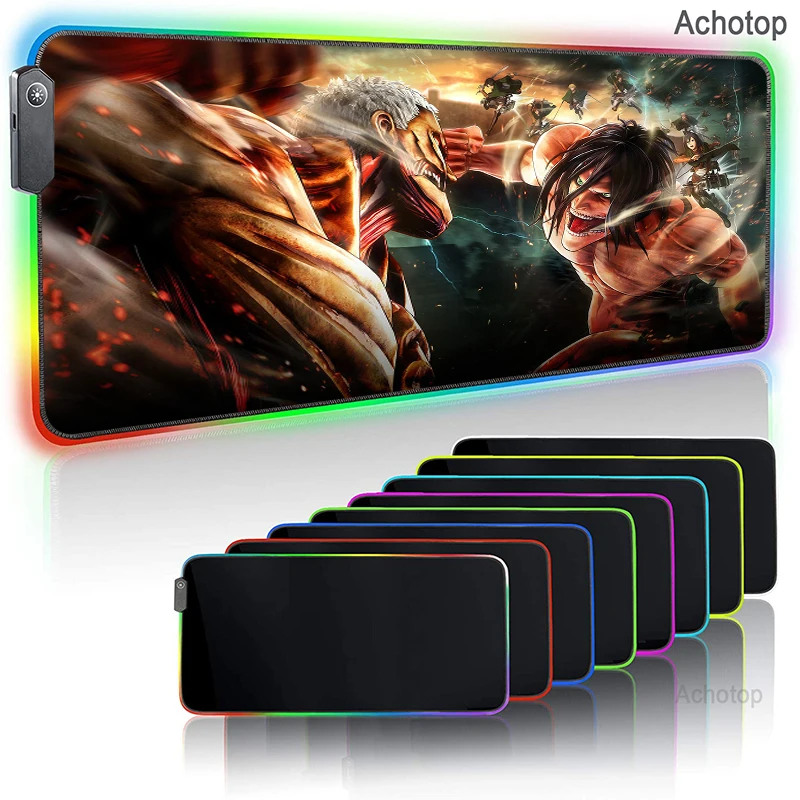 

LED Light Mousepad RGB Keyboard Cover Desk mat Colorful Surface Mouse Pad Waterproof Multi-size Computer Gamer Attack on Titan
