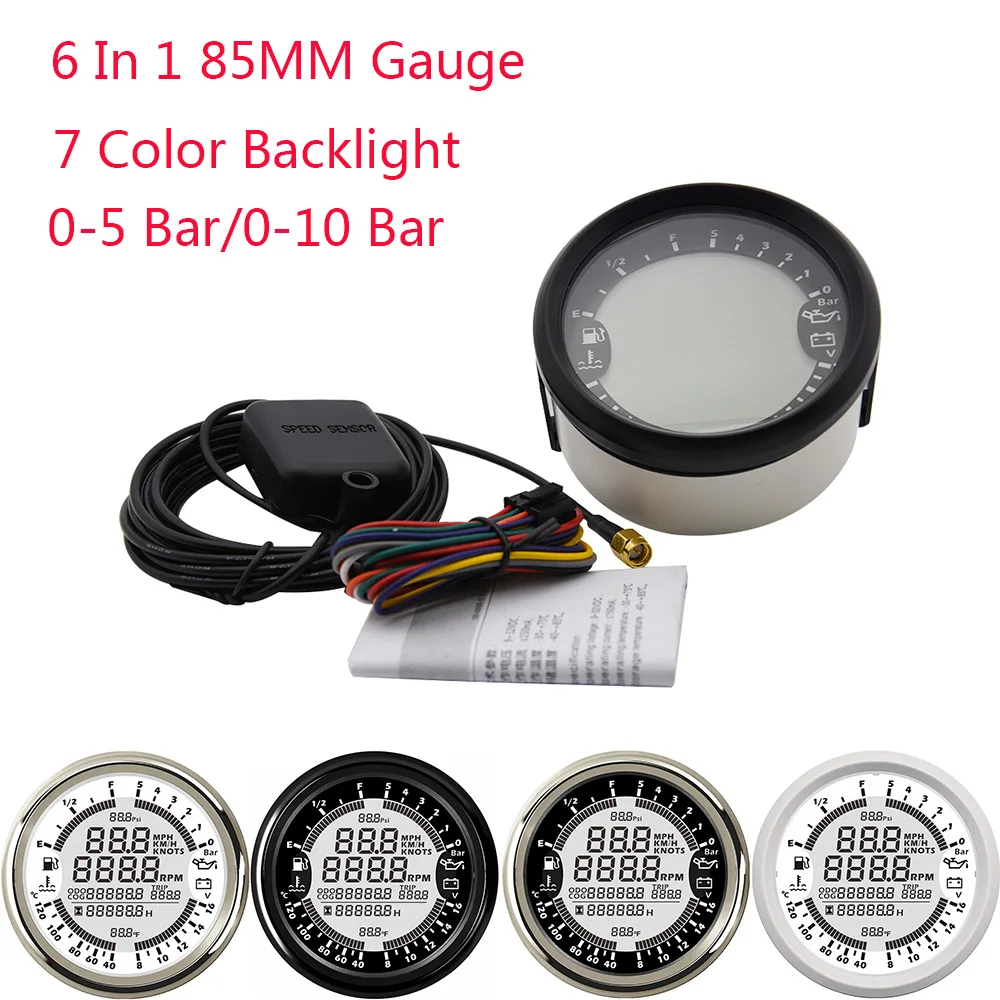85 мм GPS измеритель скорости 6 в 1 Многофункциональный цифровой тахометр уровень