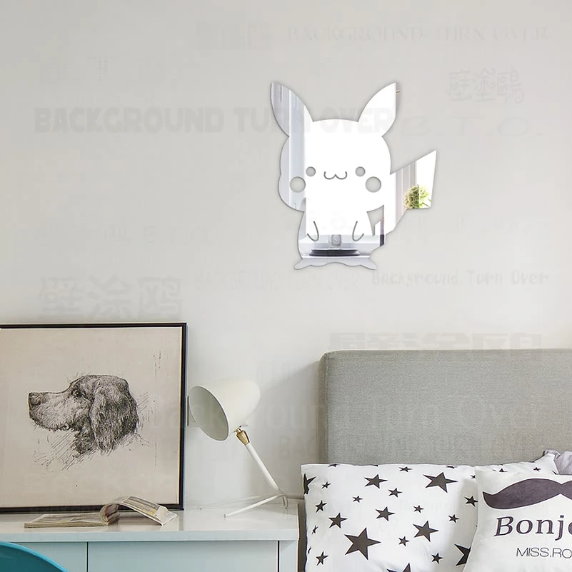 Зеркальные настенные наклейки украшение комнаты дети Pokemon очаровательные милые