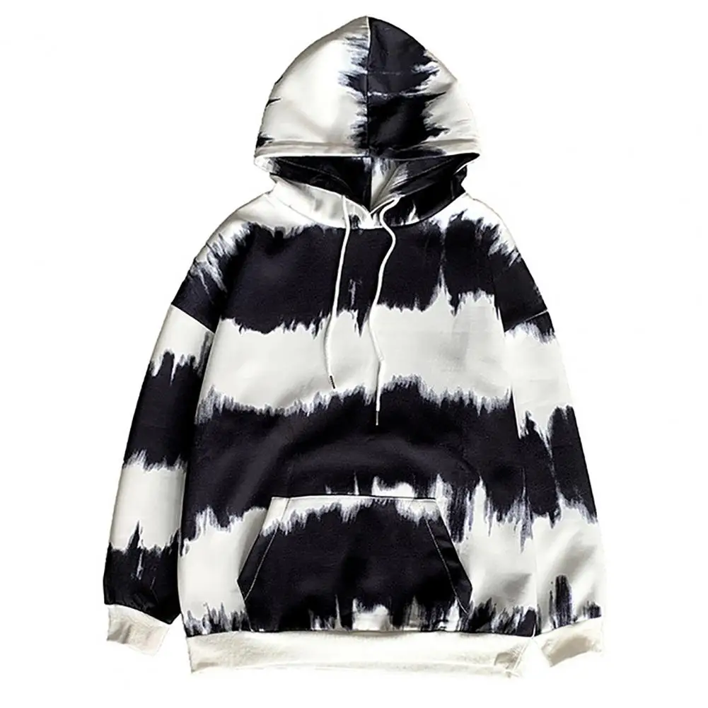 

Korean 2021 Autumn Thin Casual Tie Dye Hoodie Men Clothing Polyester Harajuku Hip Hop Sweatshirt Streetwear