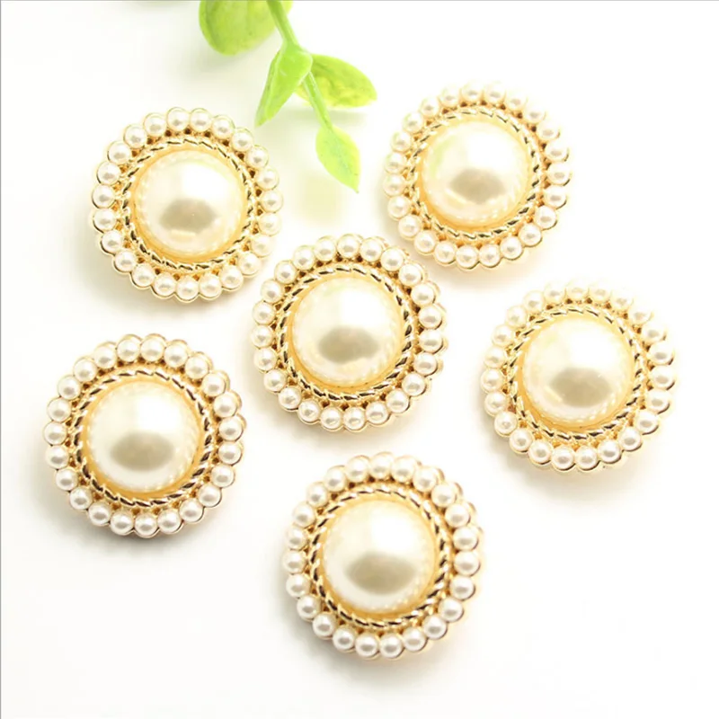 

100 PCS Metal Pearl Double-Piece Small Fragrant Style Buttons Wholesale Suit Trench Coat Buttons Hand-Sewn Buttons 18MM 25MM