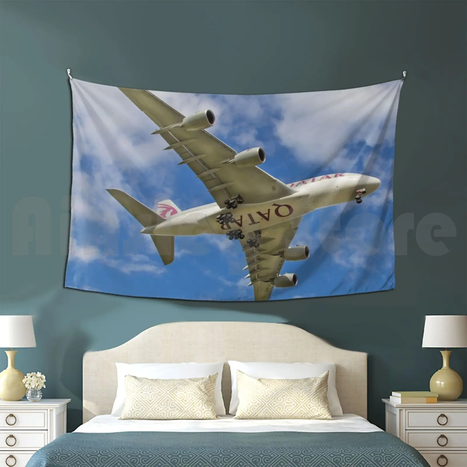 Катарский гобелен гостиная спальня Катар самолет посадка 747 780 Летающий