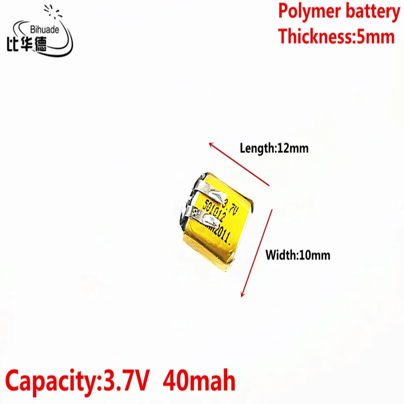 

3.7V 40 mAh 501012 Li batteria Ai Polimeri di Li Batteria agli ioni di litio Per Il FAI DA TE 3D classi mp3 penna di Registrazio