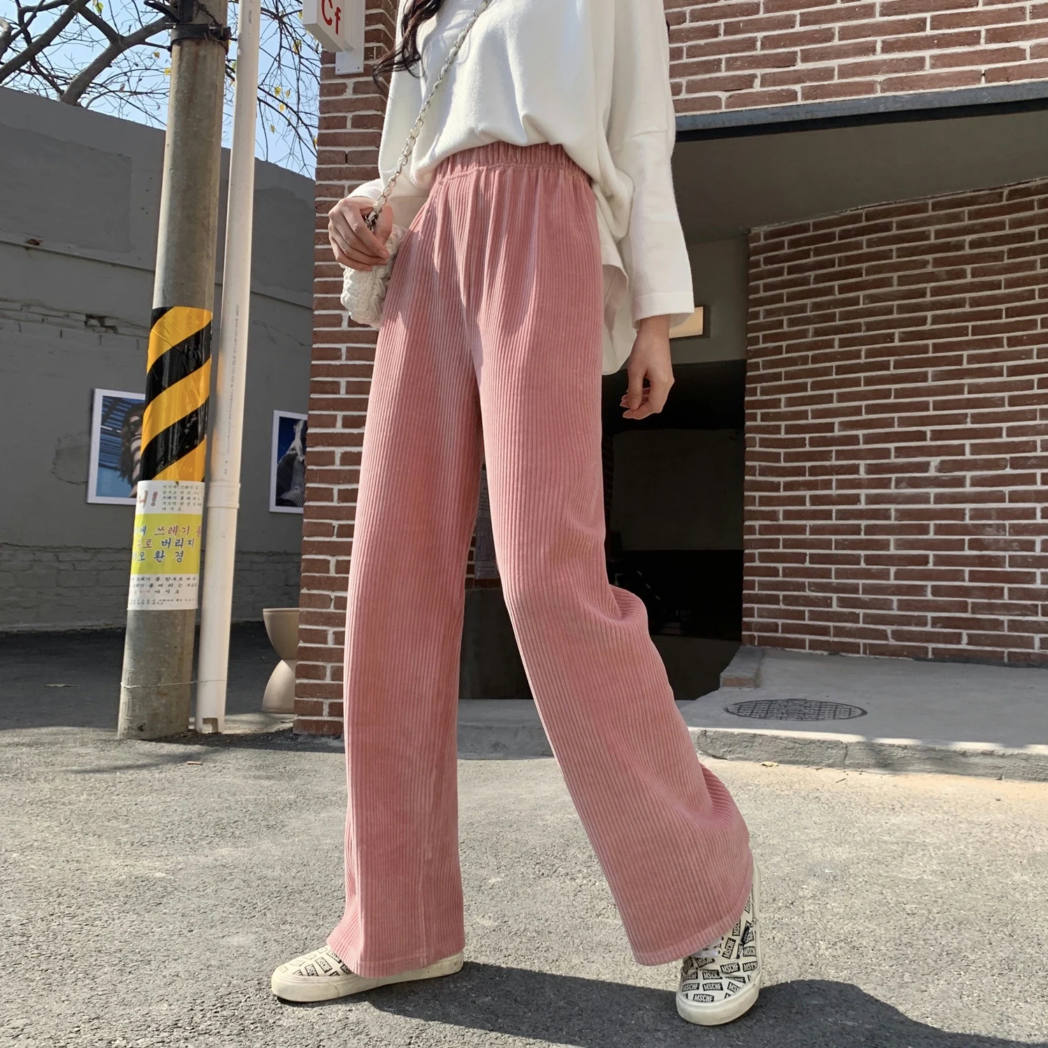 

Make firm offers ~ 8319 # chenille corduroy straight wide-legged pants female high loose waist thin vertical slacks