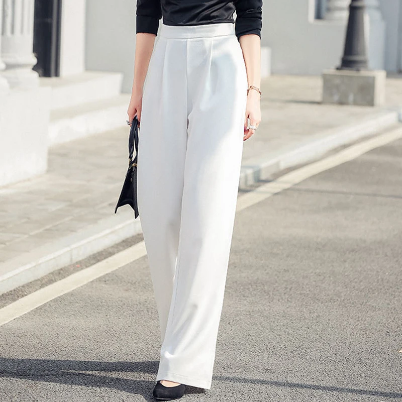 Фото Женские шифоновые брюки длинные в Корейском стиле свободные белые на весну |