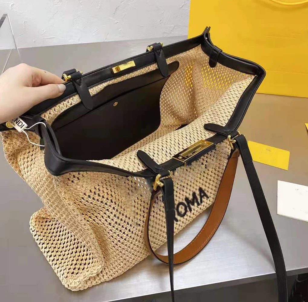 

High-quality straw tote lady messenger bag, handbag, designer brand luxury trend, resort style size 41CM*16CM*30CM