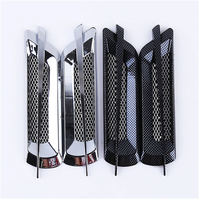 

New 2Pcs ABS Plastic Sticker Car Carbon Fiber Side Air Flow Intake Grille Vent Fender Cover Shark Gill Sticker DIY Car Styling