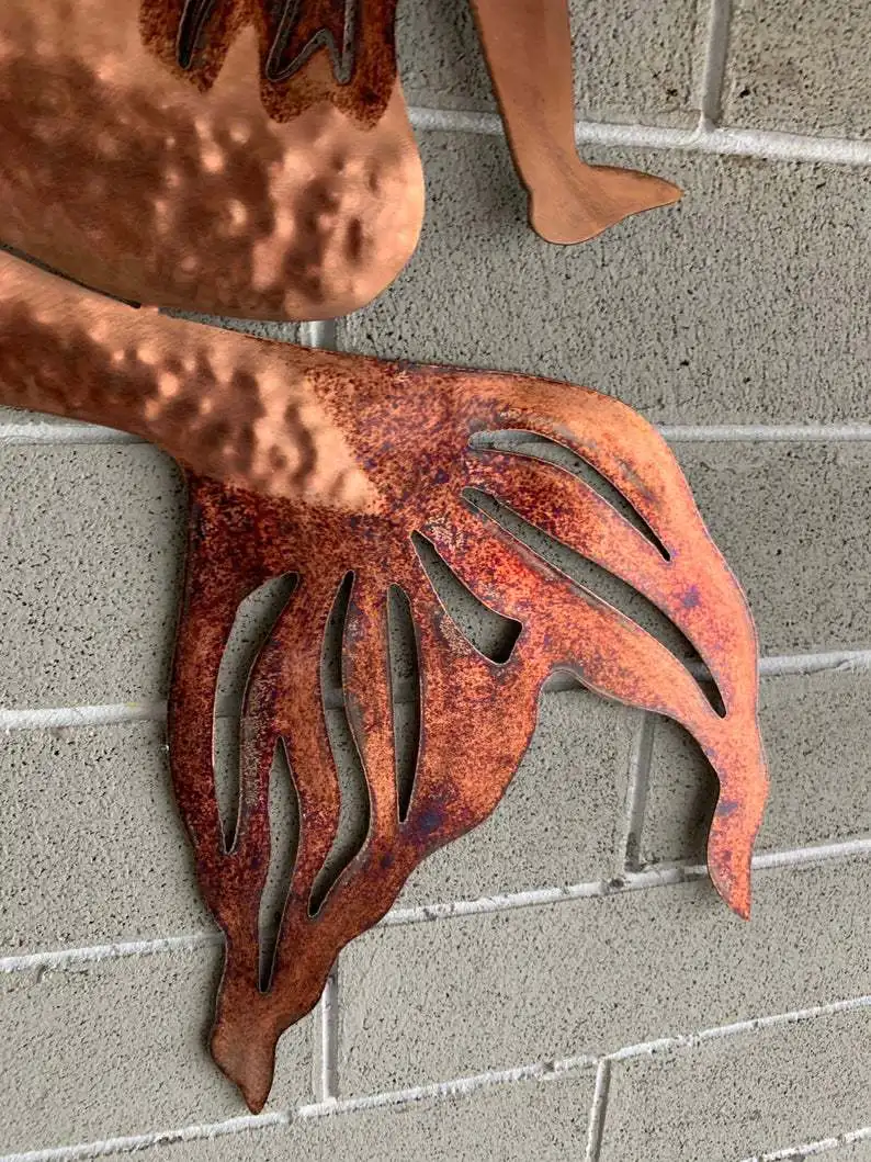 

Creative Wall Hanging Ornaments Metal Mermaid Art Wall Decor Stainless Steel Mermaid Crafts for Garden Home Wall Decoration