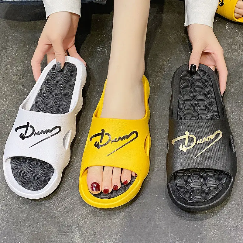 

2021 Men Fashion Beach Slippers Summer Home Simple Couple Flip Flops Outdoor Bathroom Non-slip Solid Mens Shoes Chanclas Hombre