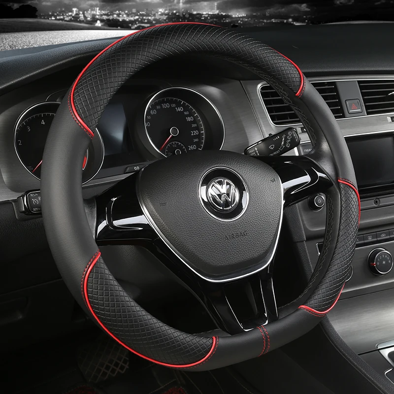 

D Shape O shape Car Steering Wheel Cover Non-slip PU Leather for POLO GOLF 7 Scirocco Suzuki Swift Nissan Rogue High Quality