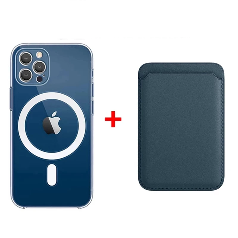 

Original For Magsafe Magnetic Wireless Charging Case For iPhone 12 Pro MAX Mini Magnetic Card Holder 13 Pro MAX Mini TPU Cover