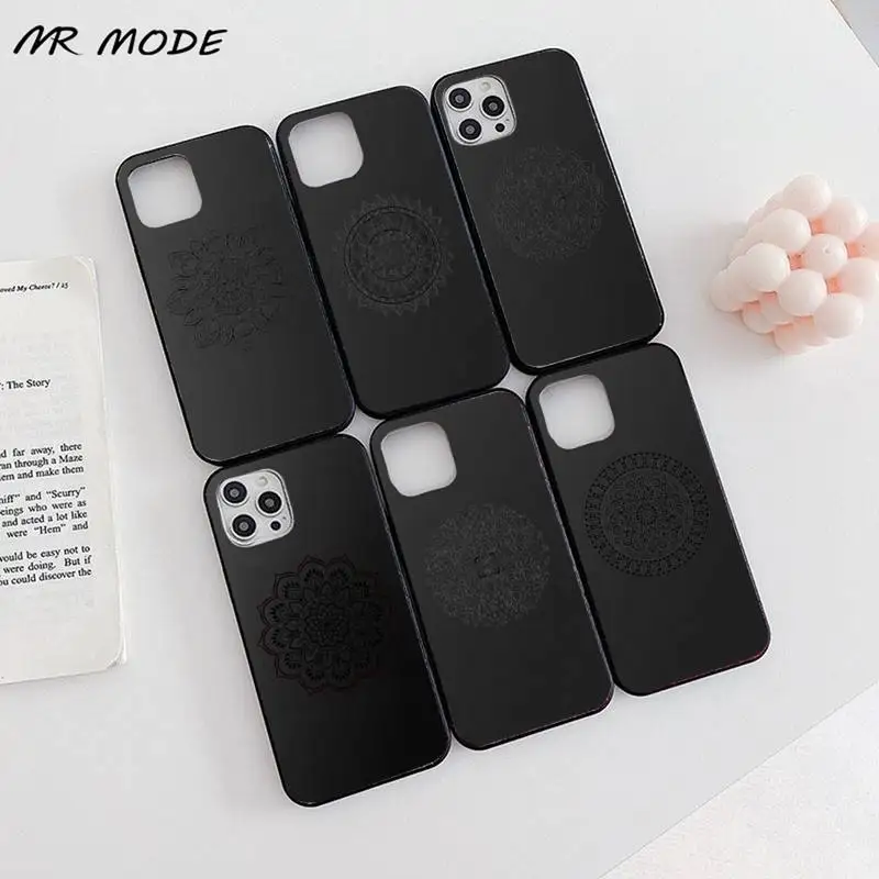 

Mandala Flowers retro lines pattern Phone Case Candy Color for iPhone 6 7 8 11 12 s mini pro X XS XR MAX Plus