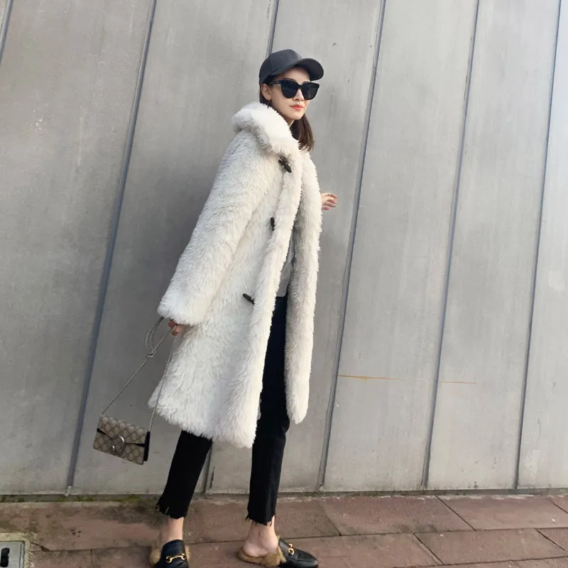 

2019 Autumn/winter New Faux Fur Coat Imitation Rabbit Fur Long Coat Slim High Quality Faux Fur Coat