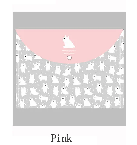 pink 4 шт., А4, сумка для файлов, файл-менеджер, файл, карманный, для школы, офиса, канцелярские принадлежности, ПВХ, Сумка для документов, папка, органайзер для документов, милые животные - Color: pink