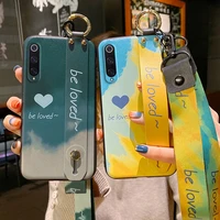 for samsung s21 ultra s20 fe s10 lite s8 s9 plus note 20 10 8 9 case hand neck strap watercolor wristband phone holder cover