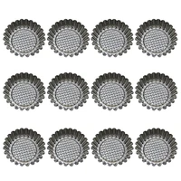 12pcs stainless steel round lace egg tart molds reusable tartlet moulds baking cup