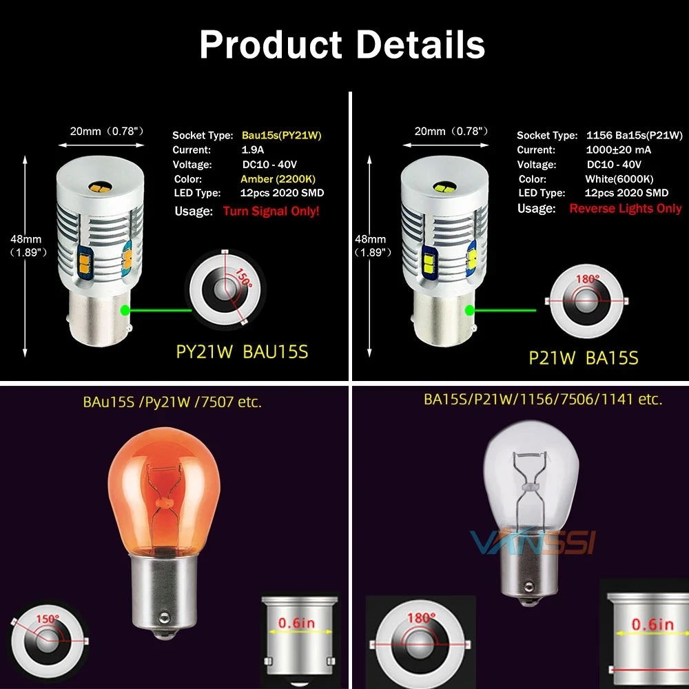 2 шт. Bau15s 7507 PY21W светодиодный Canbus НЕТ ОШИБОК Нет Hyper Flash 2000lm BA15S P21W 7506 1156 сигнальная