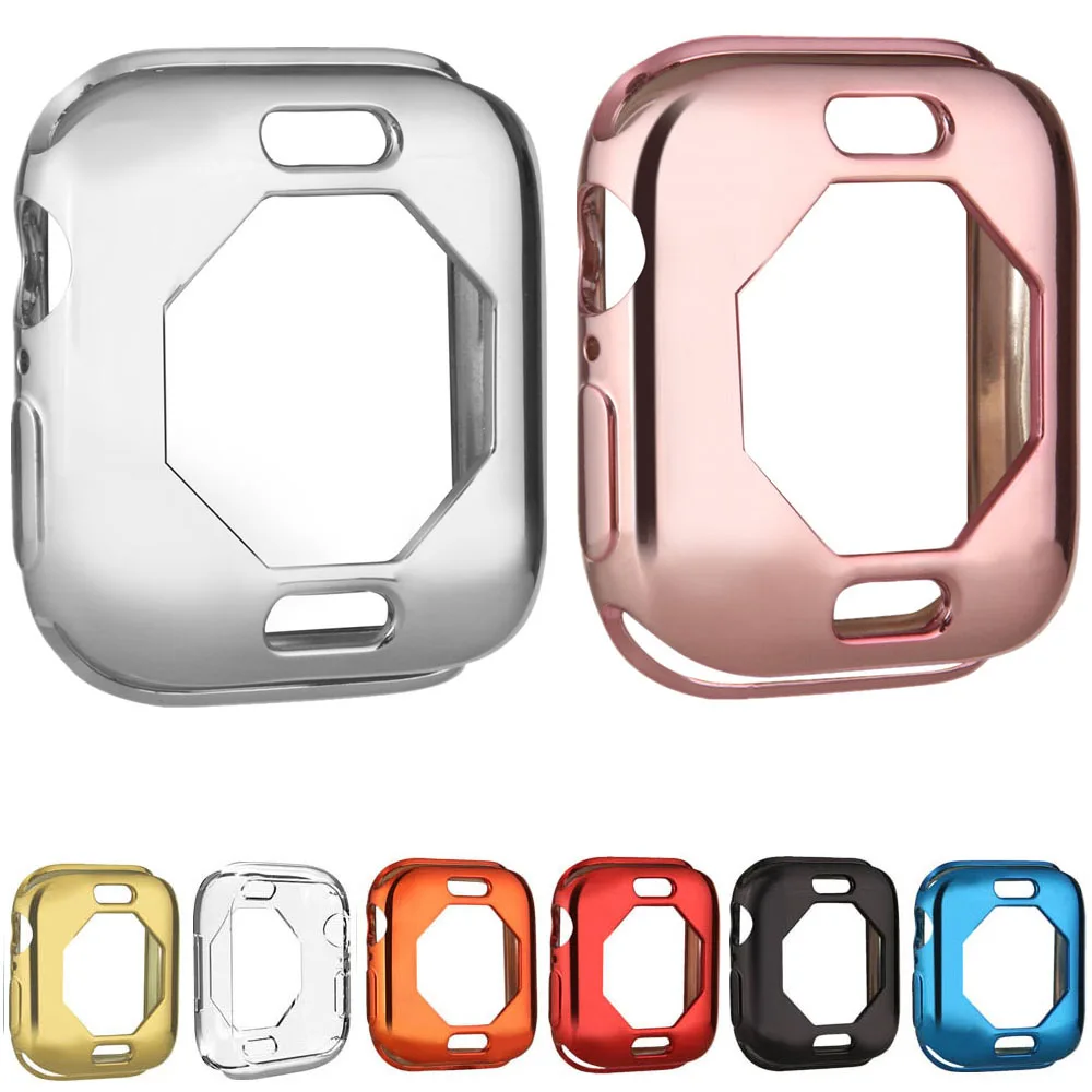 Яркие силиконовые часы чехол для Apple Watch Series 4 покрытие полное защитное Плакирование ТПУ Корпус для Apple Watch 44 мм 40 мм чехол