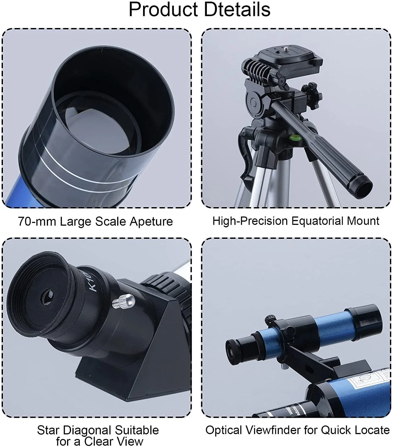 70mm Aperture 400mm AZ Mount Astronomical Refractor Telescopes for Kids Astronomy Beginners, Adjustable Portable Travel