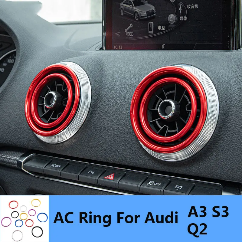 

Air Vent Ring for Audi A3 S3 Q2L 4PCS/Set Red Black Inner Out Air Conditioner Decoration Rings For Audi Interior Accessory
