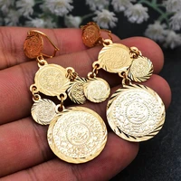 wando coin dangle trendy earrings for women gold color women fashion coins jewelry wholesale round dangle drop earrings