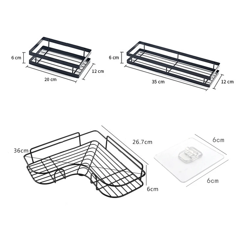 

Iron Bathroom Kitchen Shelves Toilet Holder Shower Corner Storage Shampoo Rack With Suction Cup For Bathroom Accessories