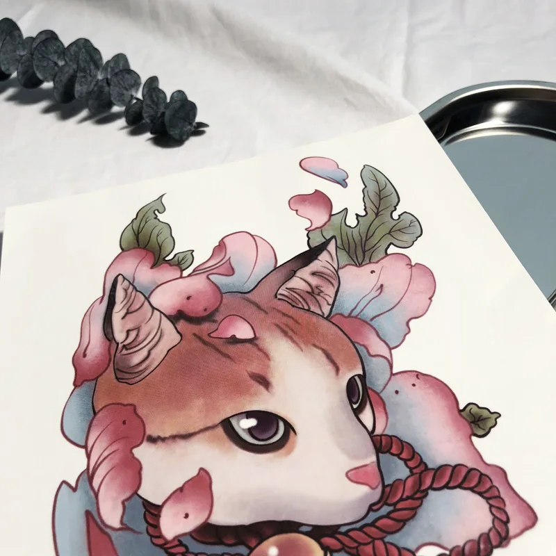 Водостойкая наклейка для телефона стойкая тату-наклейка в виде кота цветка рук