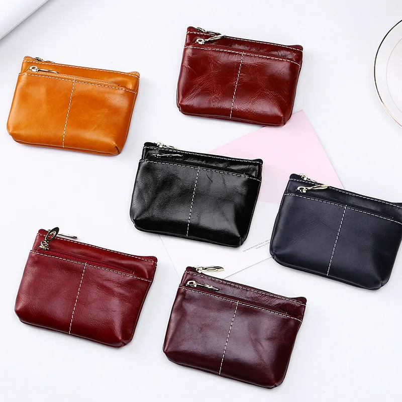 

Ladies Real Leather Wallets Coin With Zipper Solid Women Wallet Genuine Cow Leather Small Luxury Brand Female Purse Fashion 2019