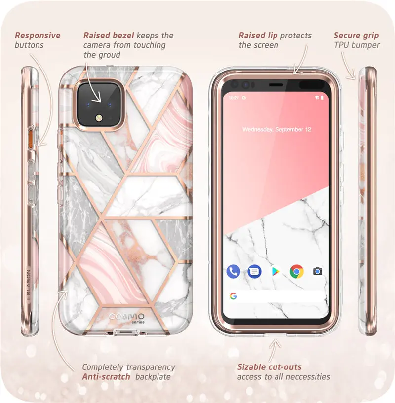 Для Google Pixel 4 XL чехол 6,3 дюймов() I-BLASON Cosmo полный корпус блестящий Мраморный бампер чехол со встроенной защитной пленкой