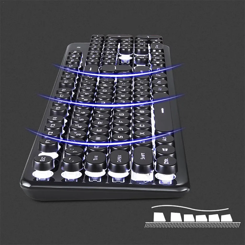 Аккумуляторная беспроводная механическая клавиатура 2 4G и 2400 DPI мышь игровой