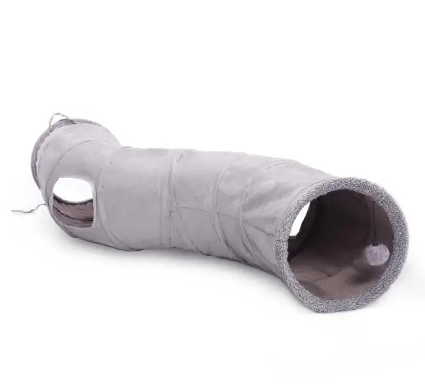 Suede gray Hihg Качество S форма домашняя забавная игрушка складной туннель для кошек игровые трубки шары дом игрушки Щенок кролик играть собака тоннель - Цвет: Suede gray