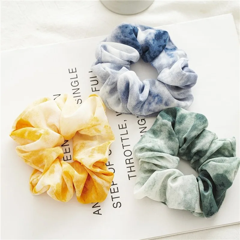 

Женские шифоновые резинки для волос, яркие эластичные резинки для волос с принтом в горошек, аксессуары для волос