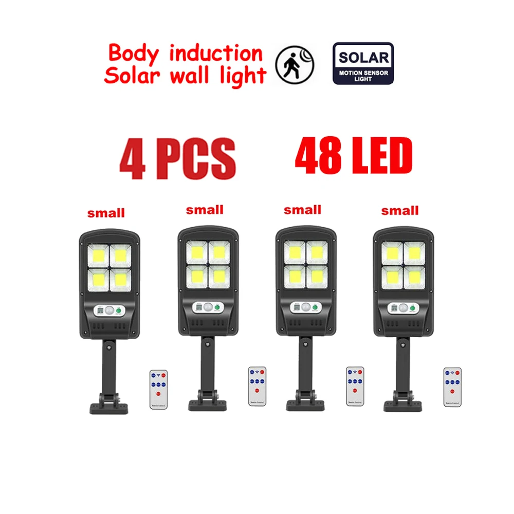 

4pcs remote 48-128 Solar Power Street Light PIR Motion Sensor Lamps Garden Security Lamp Outdoor Street IP65 Waterp floodlight