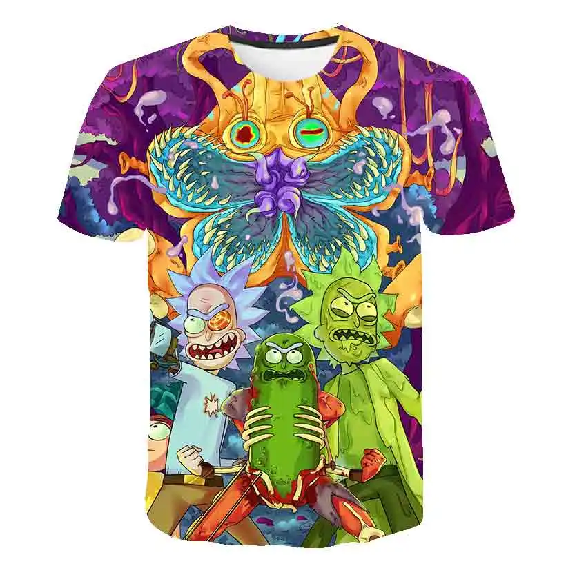 

Летняя новая детская одежда, футболка с 3d принтом Рик, Детские Мультяшные аниме с коротким рукавом, повседневные Веселые топы для мальчиков ...