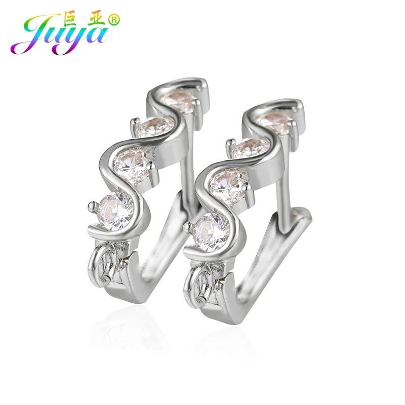 White Gold Juya DIY для женщин изготовление сережек ручной работы материал медь креативный замок для сережек основные серьги крючки Аксессуары - Цвет: White Gold
