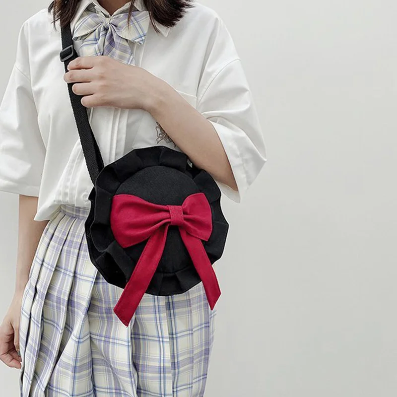 Сумка женская тканевая круглая с большим бантом повседневная 2020 |