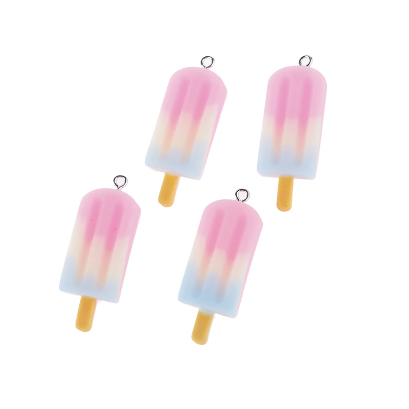 

HEYUYAO 10 Pcs/pack Ice Cream Popsicle Ice-shaker Resin Charms Pendant Plastic Ball Charms For Jewelry Making
