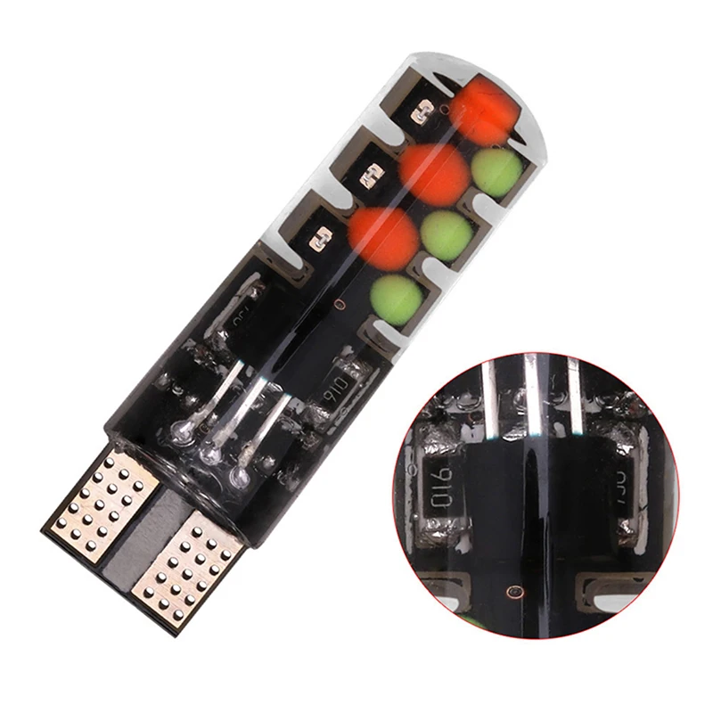 2 шт. автомобильные разноцветные светодиодные лампы T10 COB RGB|Сигнальная лампа| |